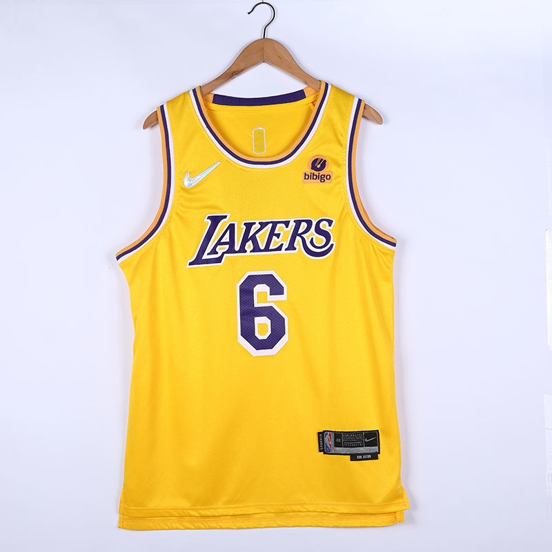 Cheap 2022 Men Los Angeles Lakers 6 James Yellow City Edition 75th Nike 2021 NBA Jersey